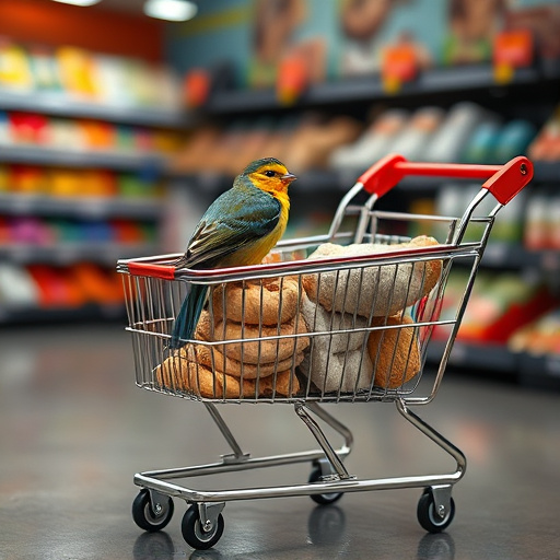Checkout cart filled with bird