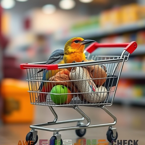 Checkout cart filled with bird