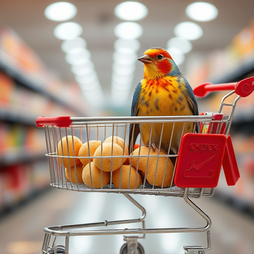 Checkout cart filled with bird