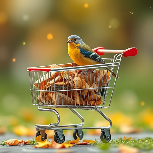Checkout cart filled with bird