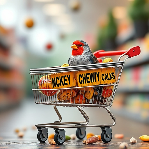 Checkout cart filled with bird