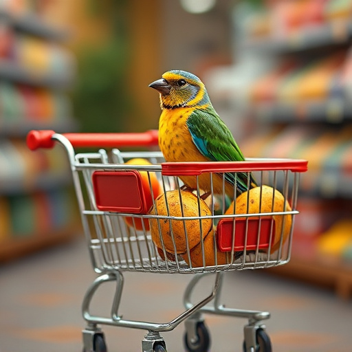 Checkout cart filled with bird