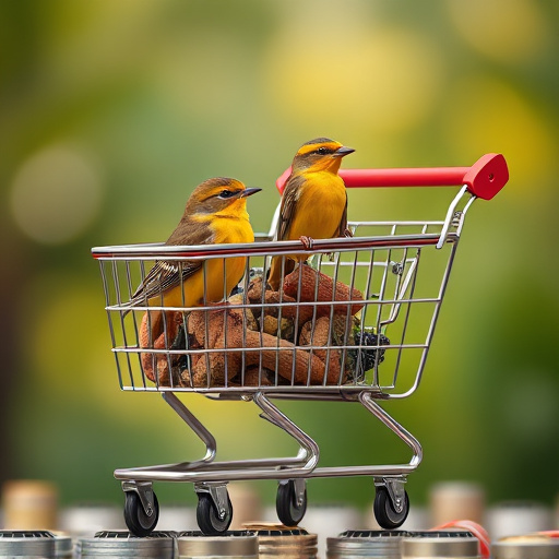 Checkout cart filled with bird