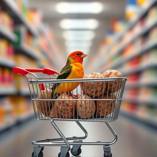 Checkout cart filled with bird