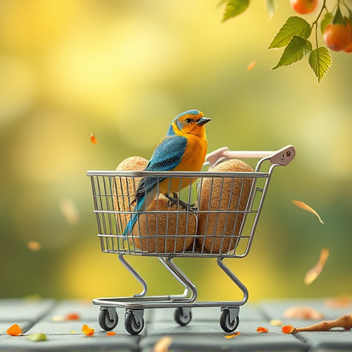 Checkout cart filled with bird