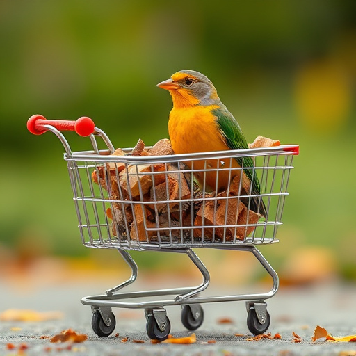Checkout cart filled with bird