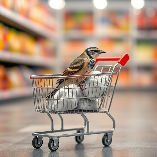 Checkout cart filled with bird