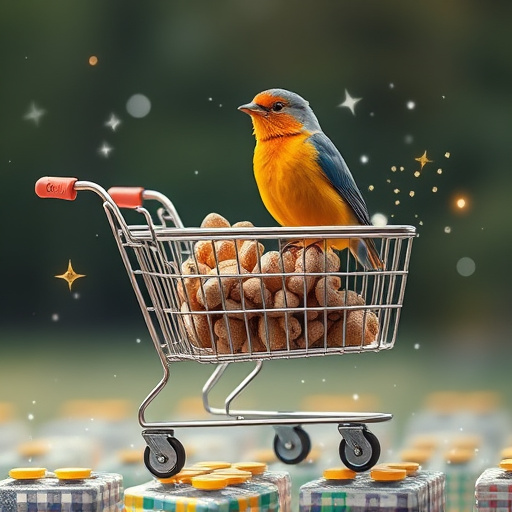 Checkout cart filled with bird