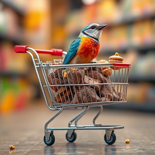 Checkout cart filled with bird