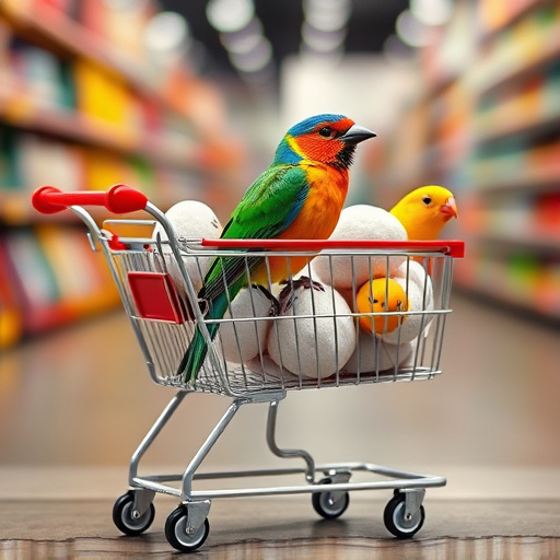 Checkout cart filled with bird