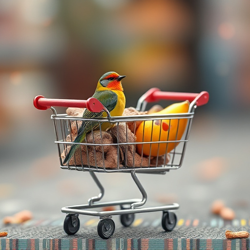 Checkout cart filled with bird