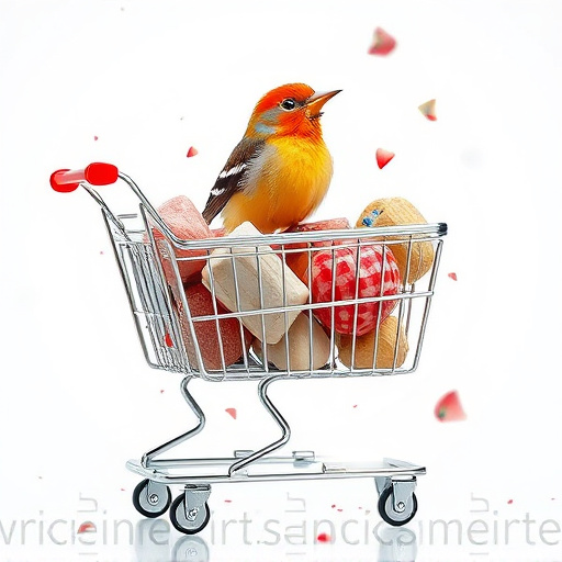 Checkout cart filled with bird