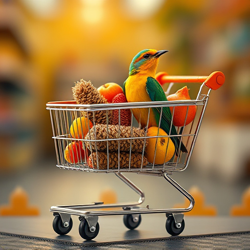 Checkout cart filled with bird