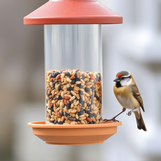 Clean bird feeder filled with seed mix