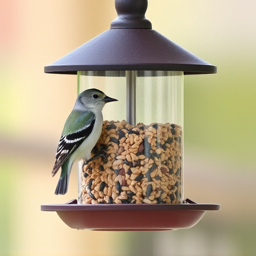 Clean bird feeder filled with seed mix