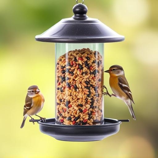 Clean bird feeder filled with seed mix