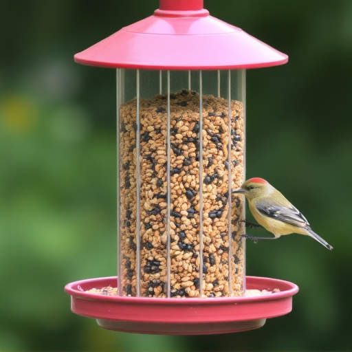 Clean bird feeder filled with seed mix