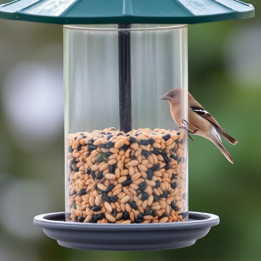 Clean bird feeder filled with seed mix