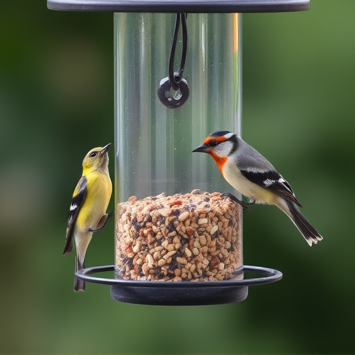 Clean bird feeder filled with seed mix