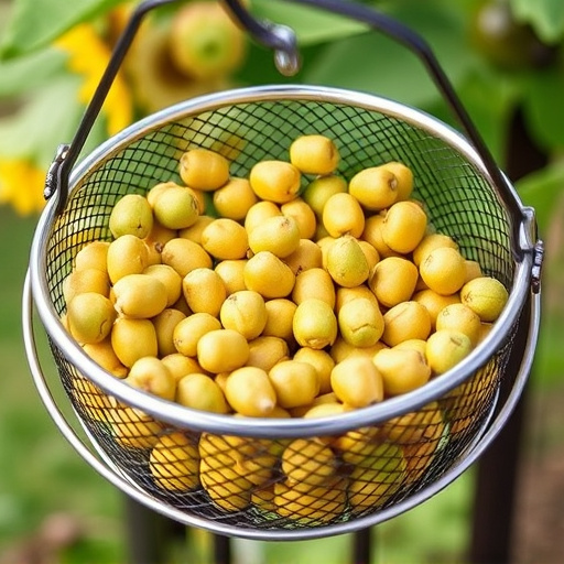 Clean sunflower hearts in metal mesh feeder