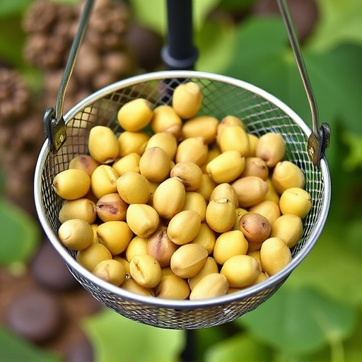 Clean sunflower hearts in metal mesh feeder