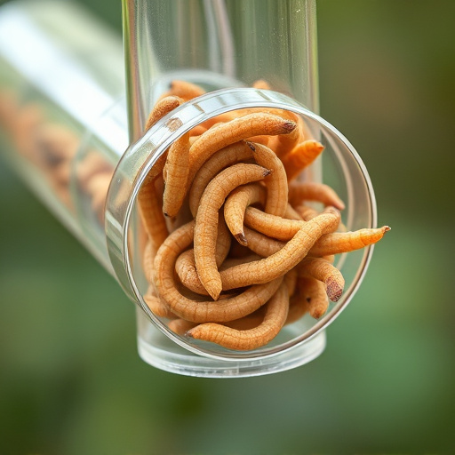 Clear tube feeder filled with dried mealworms