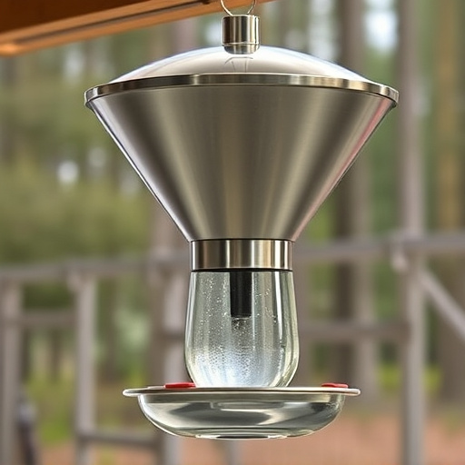 Clever baffle installed above hanging feeder