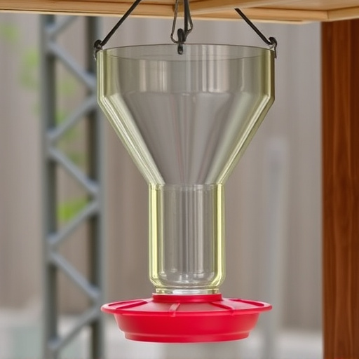 Clever baffle installed above hanging feeder