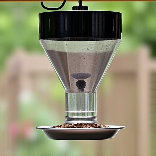 Clever baffle installed above hanging feeder
