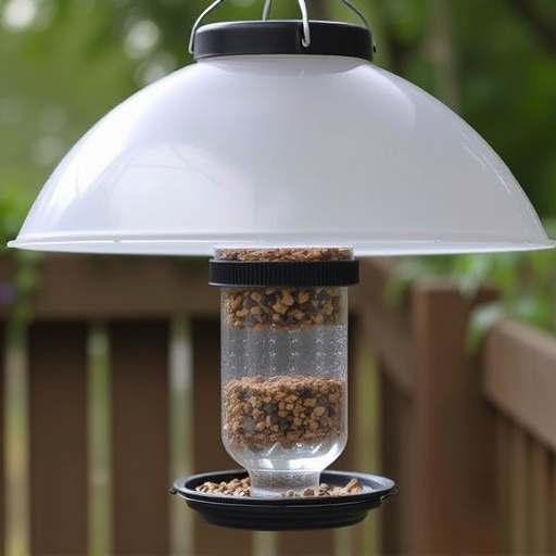 Clever baffle installed above hanging feeder