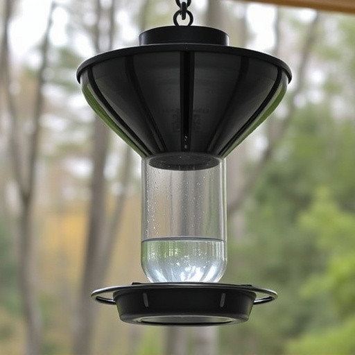 Clever baffle installed above hanging feeder