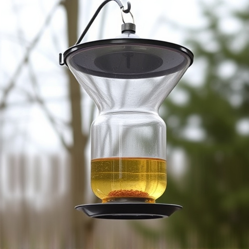 Clever baffle installed above hanging feeder