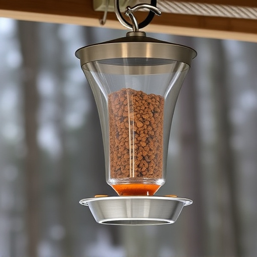 Clever baffle installed above hanging feeder