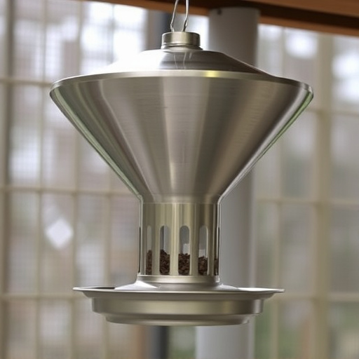 Clever baffle installed above hanging feeder