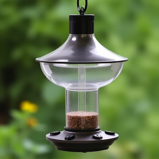 Clever baffle installed above hanging feeder