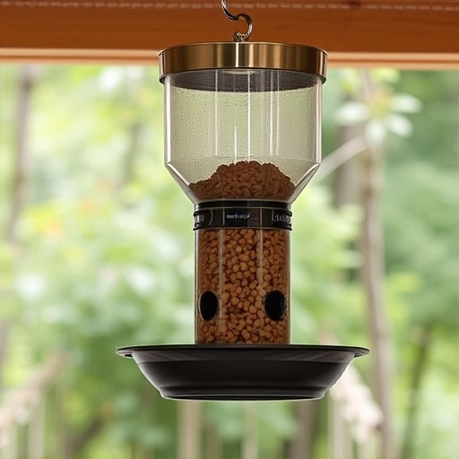 Clever baffle installed above hanging feeder