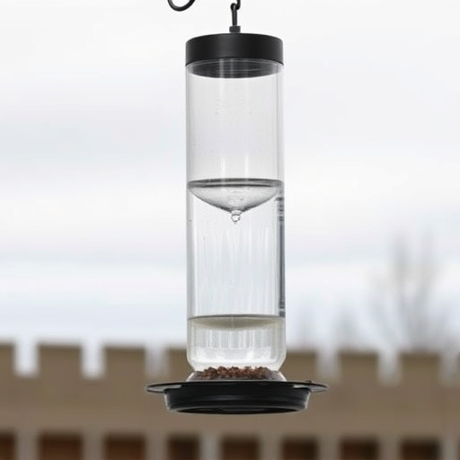 Clever baffle installed above hanging feeder