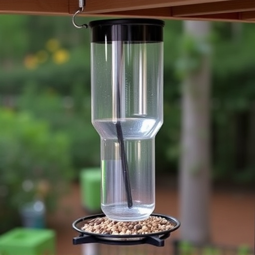 Clever baffle installed above hanging feeder