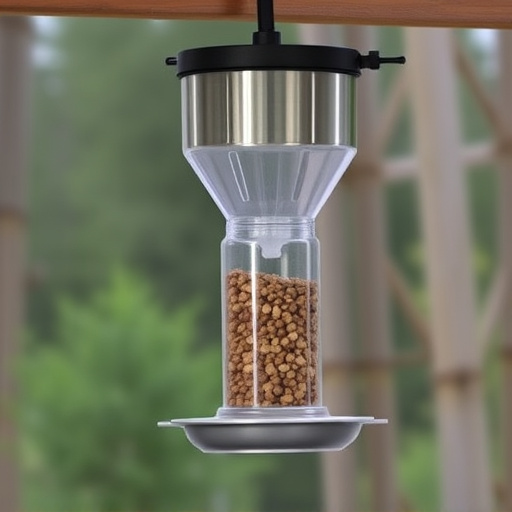 Clever baffle installed above hanging feeder