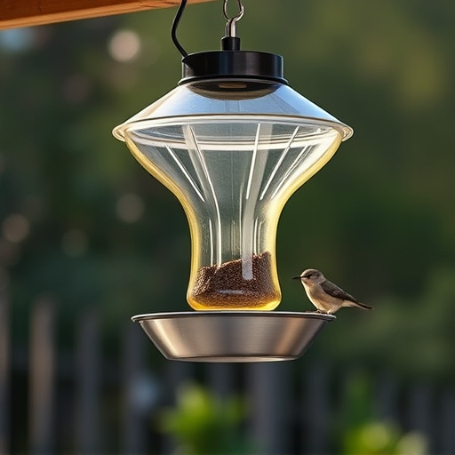 Clever baffle installed above hanging feeder