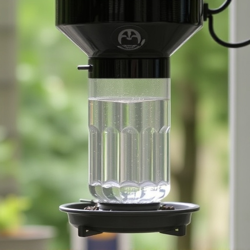 Clever baffle installed above hanging feeder