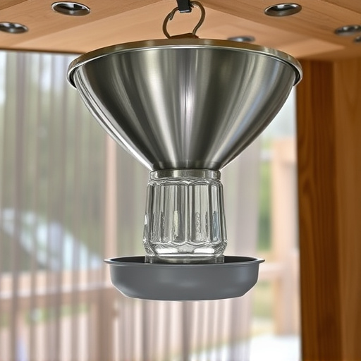 Clever baffle installed above hanging feeder