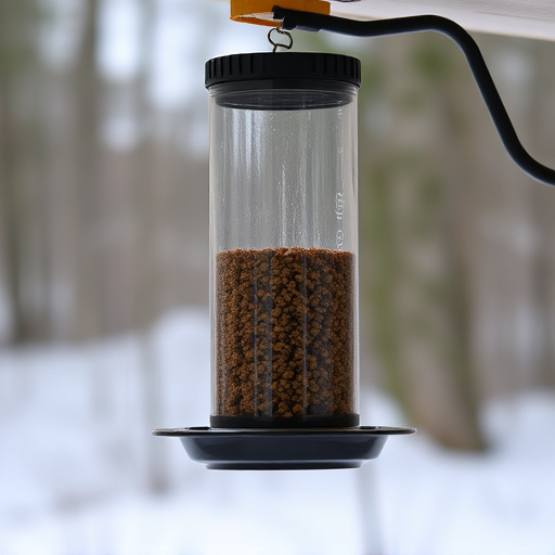Clever baffle installed above hanging feeder