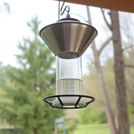 Clever baffle installed above hanging feeder