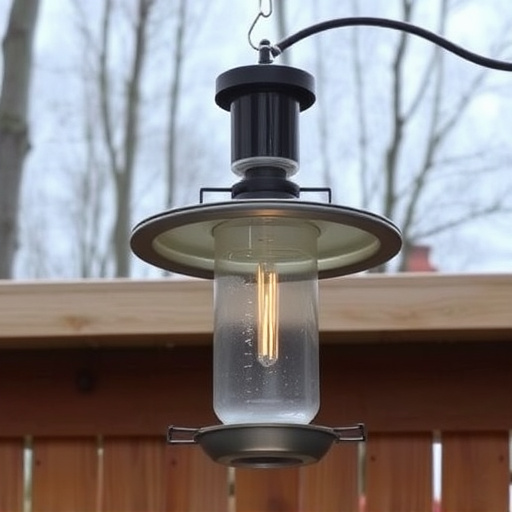 Clever baffle installed above hanging feeder