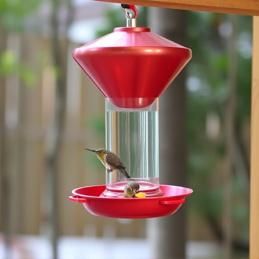Clever baffle installed above hanging feeder