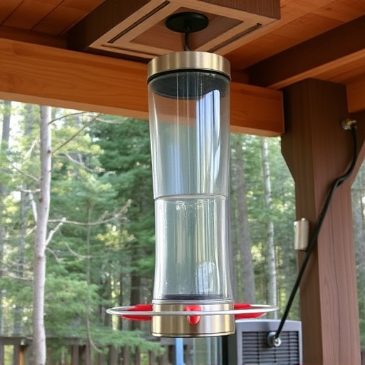 Clever baffle installed above hanging feeder