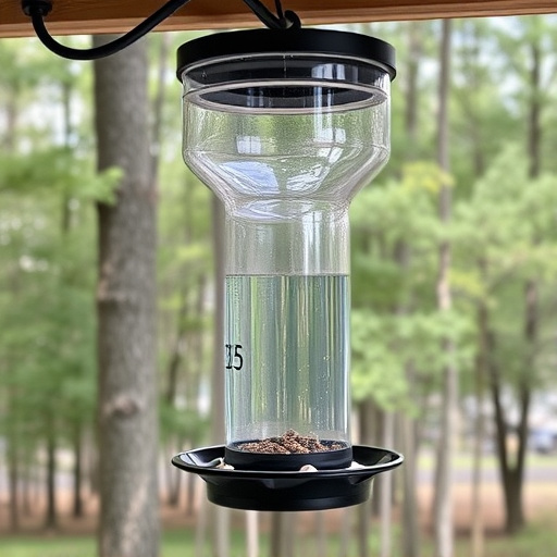 Clever baffle installed above hanging feeder