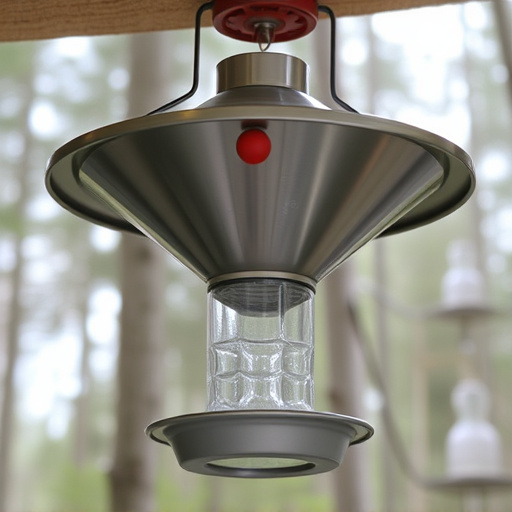 Clever baffle installed above hanging feeder