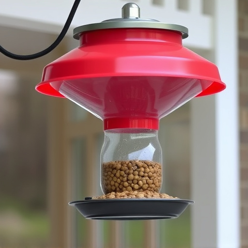Clever baffle installed above hanging feeder